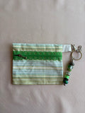 Green Stripe Fabric Keychain Wallet