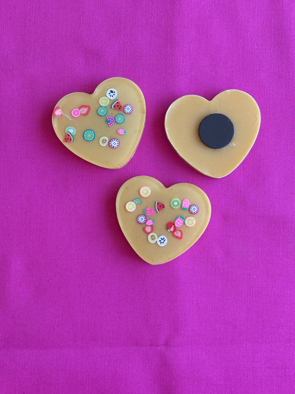 Juicy Fruit Yellow Heart Resin Magnet