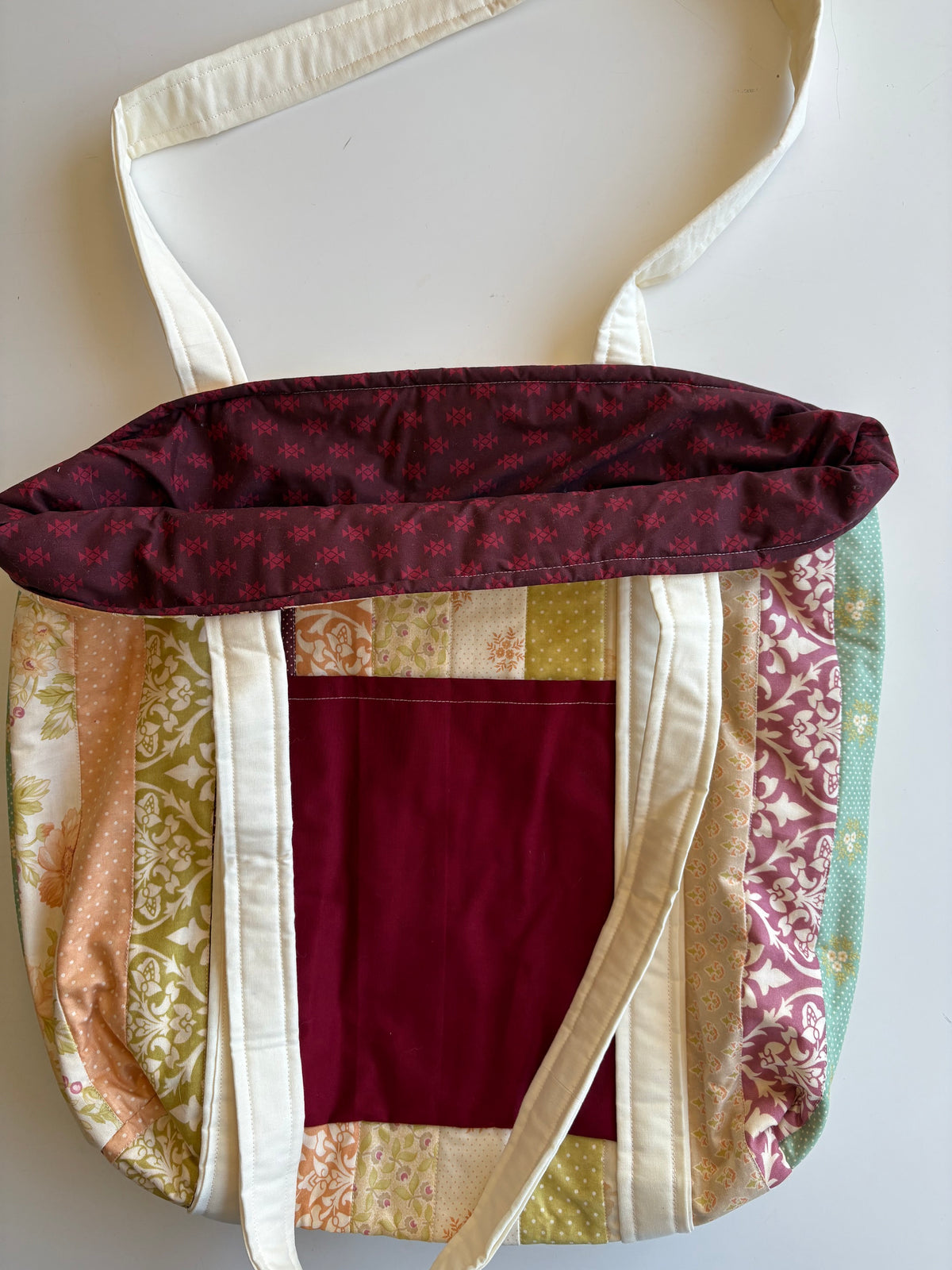 Maroon Garden Quilted Tote Bag