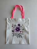 Pink Floral Canvas Tote Bag
