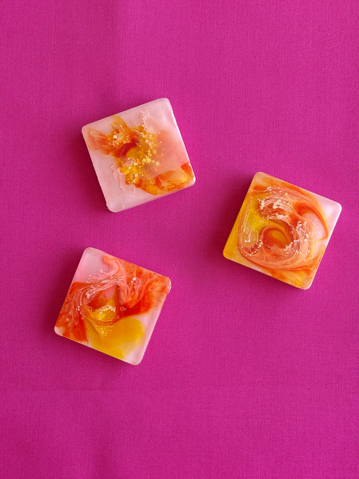 Pink Orange Swirl Resin Magnet