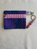 Pink Stitch Fabric Keychain Wallet