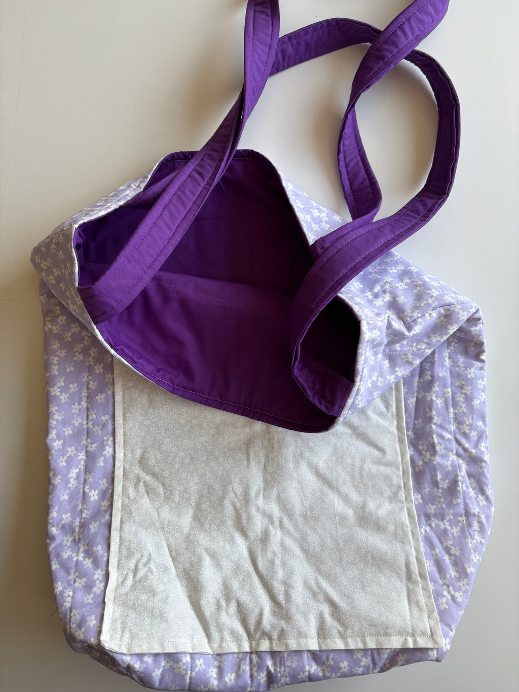 Purple Daisies Quilted Tote Bag