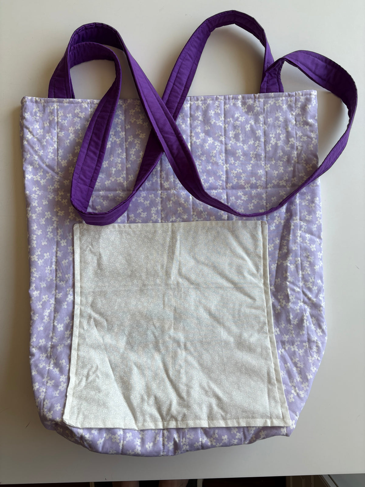 Purple Daisies Quilted Tote Bag