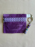 Purple Grunge Fabric Keychain Wallet