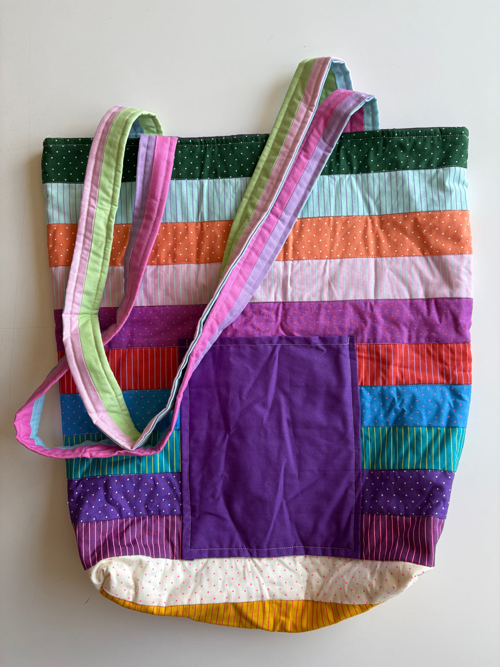 Purple Stripes Quilted Tote Bag