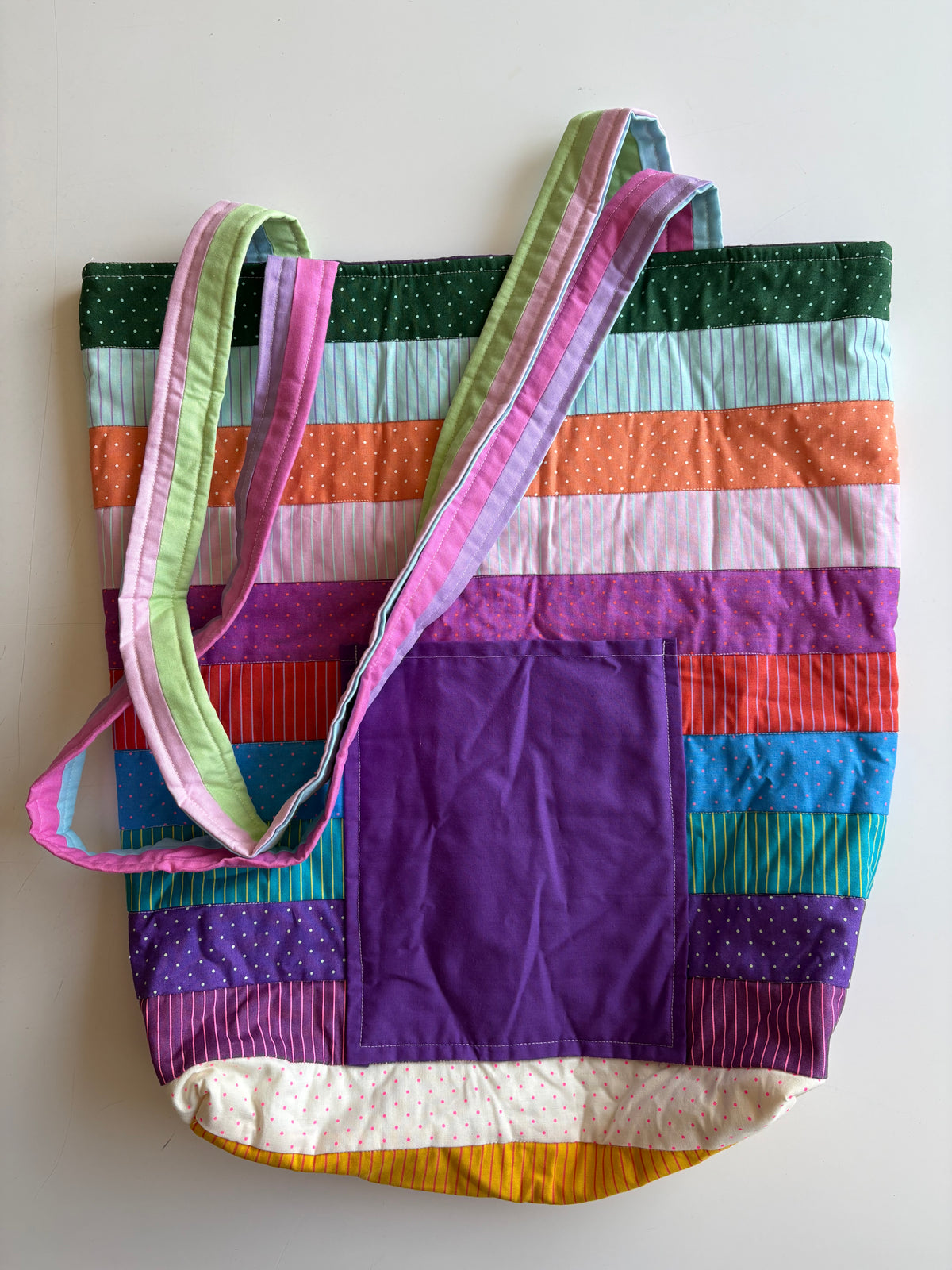 Purple Stripes Quilted Tote Bag