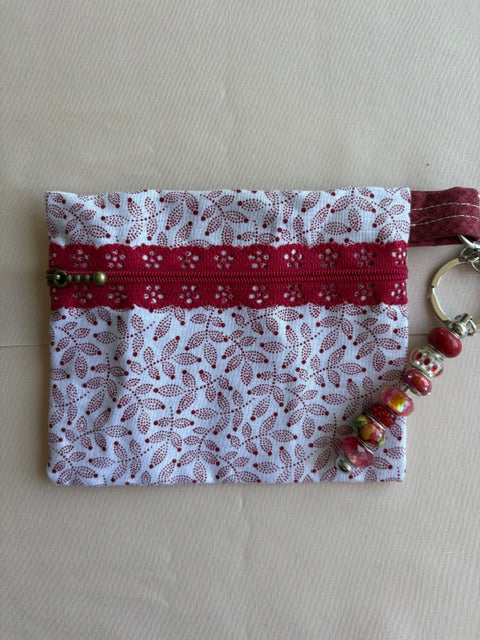 Red Vine Fabric Keychain Wallet
