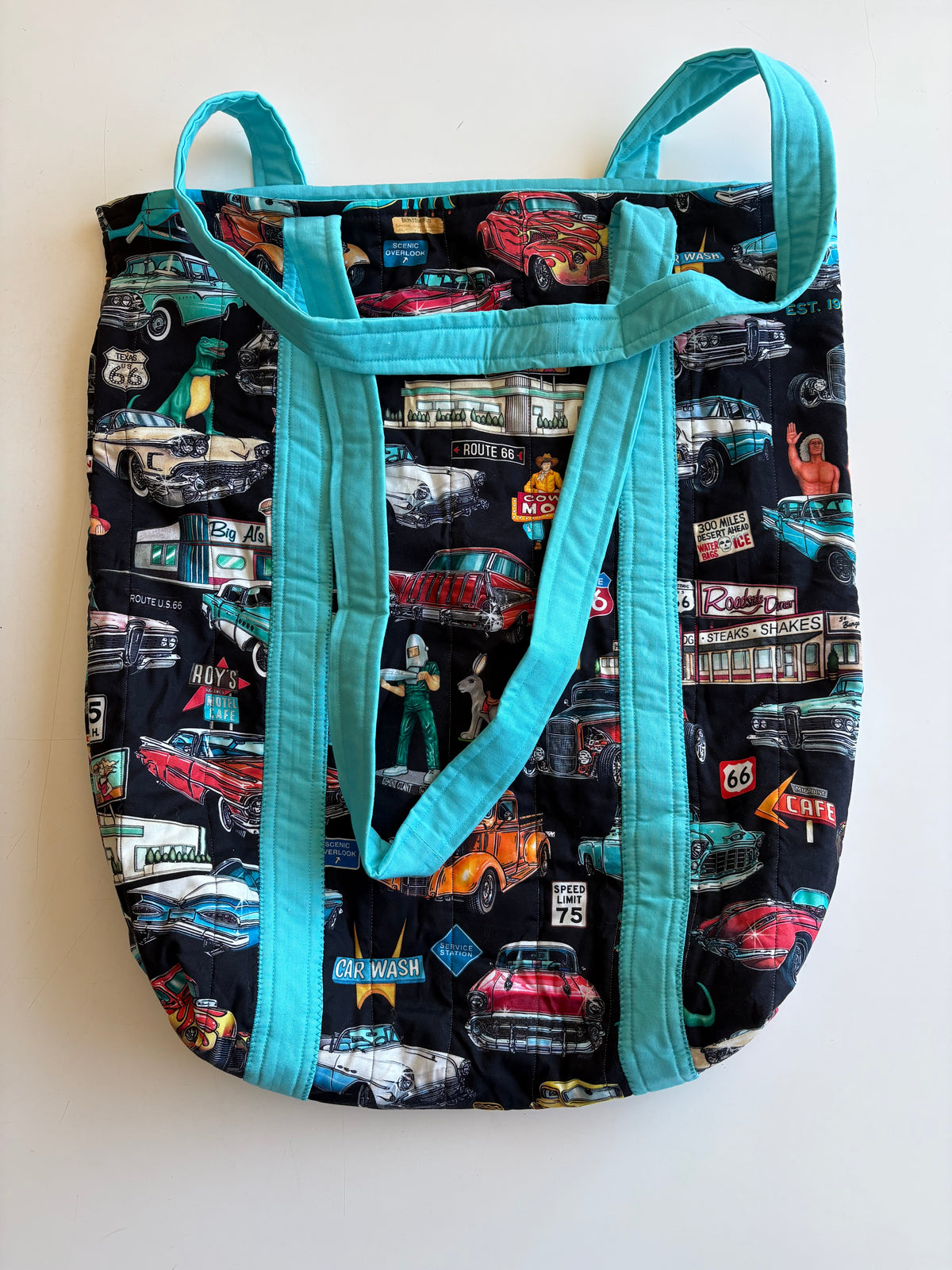 Route 66 Quilted Tote Bag