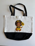 Sunflower Girl Canvas Tote Bag