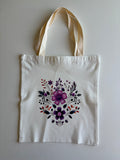 White Floral Canvas Tote Bag