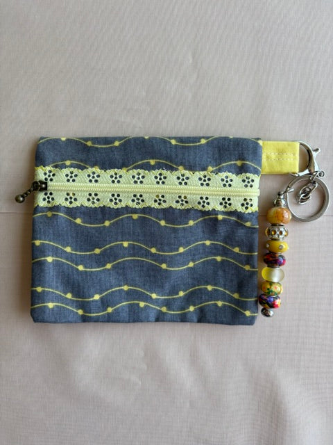 Yellow Wave Fabric Keychain Wallet